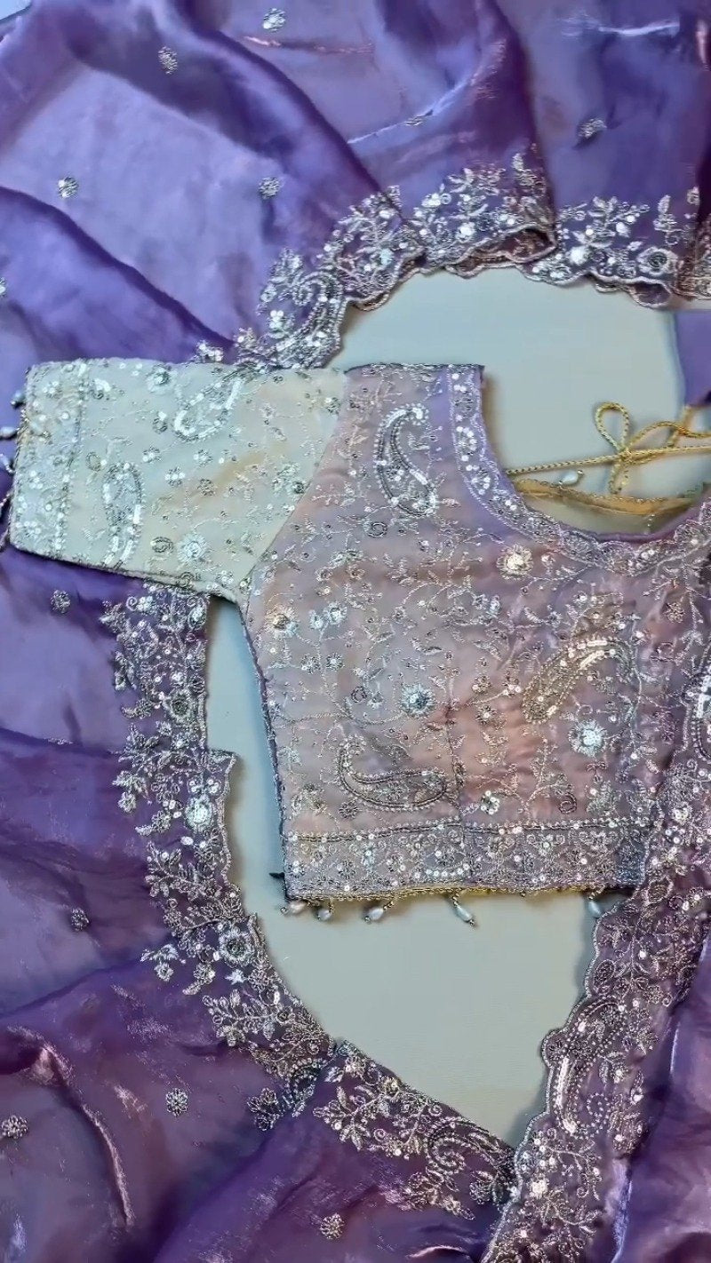 Enchanting Lilac Sequin-Embroidered Lehenga Set – Available in Lilac & Soft Ivory