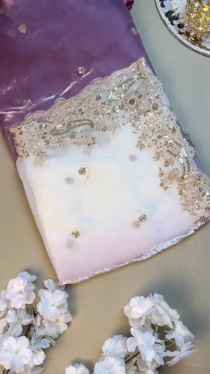 Enchanting Lilac Sequin-Embroidered Lehenga Set – Available in Lilac & Soft Ivory