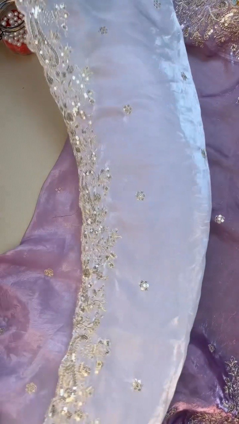 Enchanting Lilac Sequin-Embroidered Lehenga Set – Available in Lilac & Soft Ivory