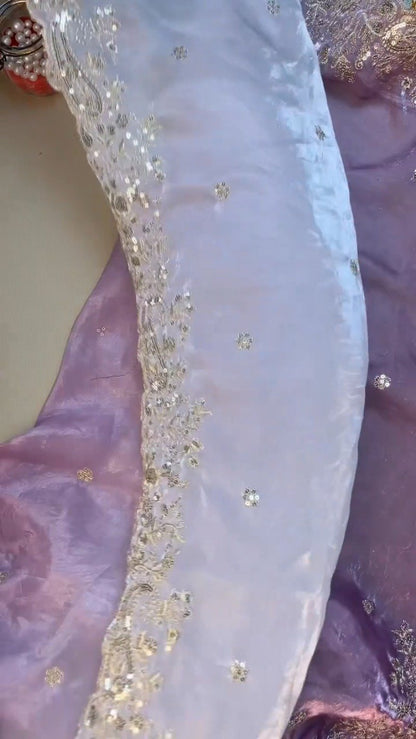 Enchanting Lilac Sequin-Embroidered Lehenga Set – Available in Lilac & Soft Ivory