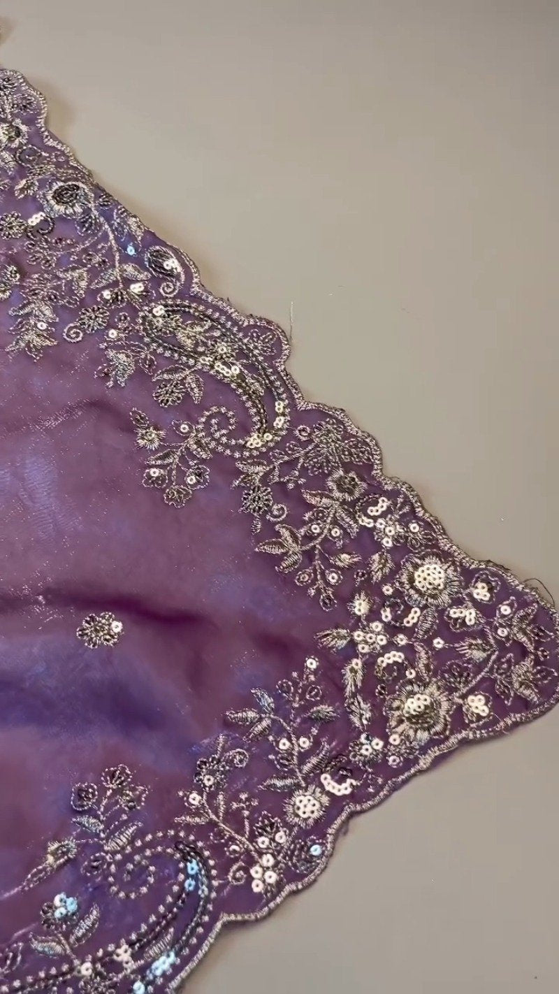 Enchanting Lilac Sequin-Embroidered Lehenga Set – Available in Lilac & Soft Ivory