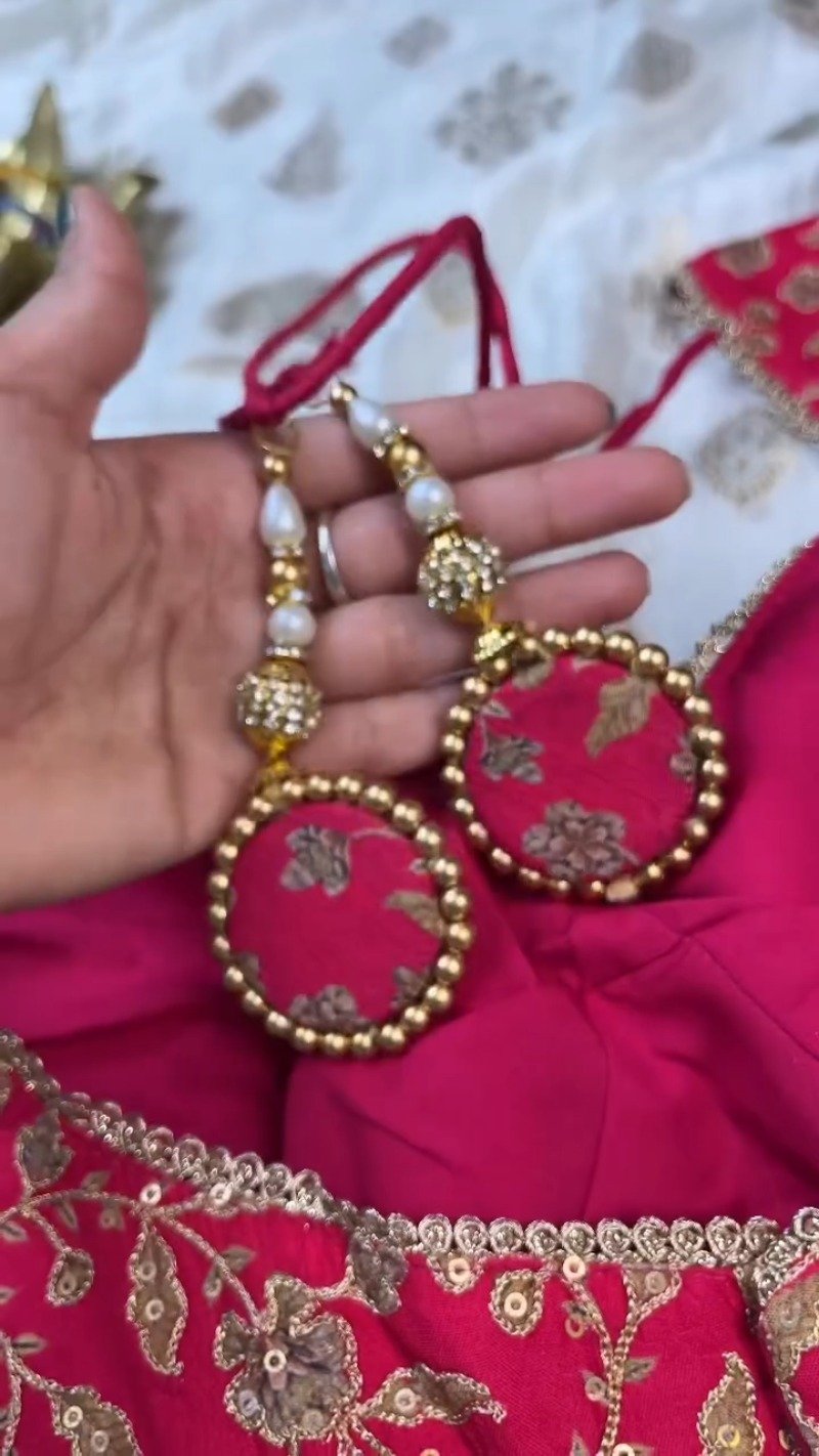 Opulent Ivory & Crimson Handloom Silk Saree Set with Embellished Blouse – Available in Ivory & Crimson