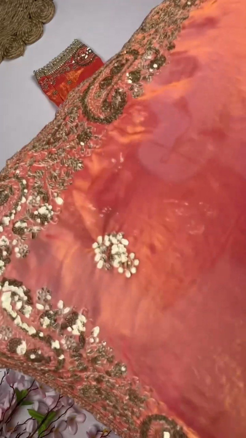 Opulent Paisley Embellished Saree Ensemble – Available in Crimson & Deep Plum