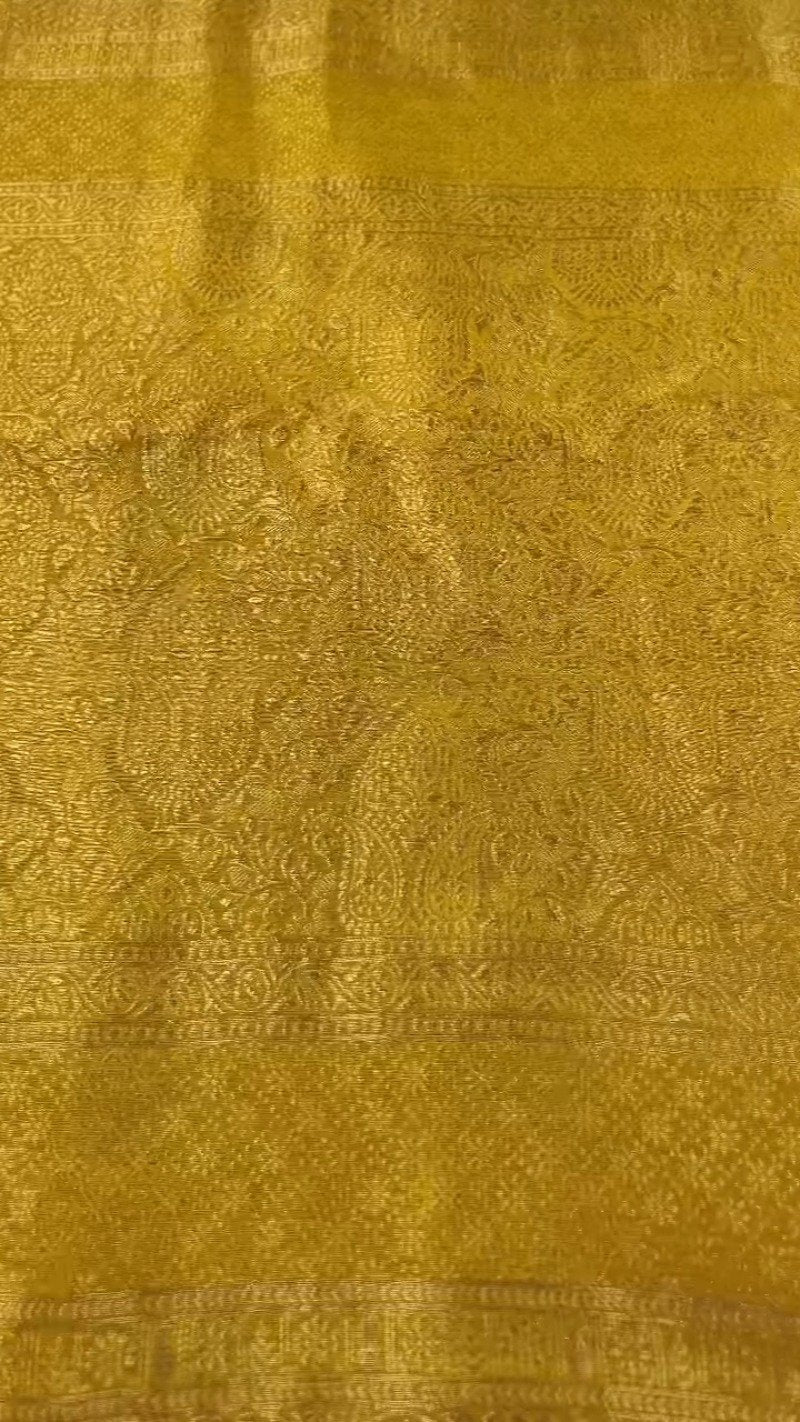 Opulent Hand-Embellished Silk Saree with Contrast Designer Blouse – Available in Mustard & Pink