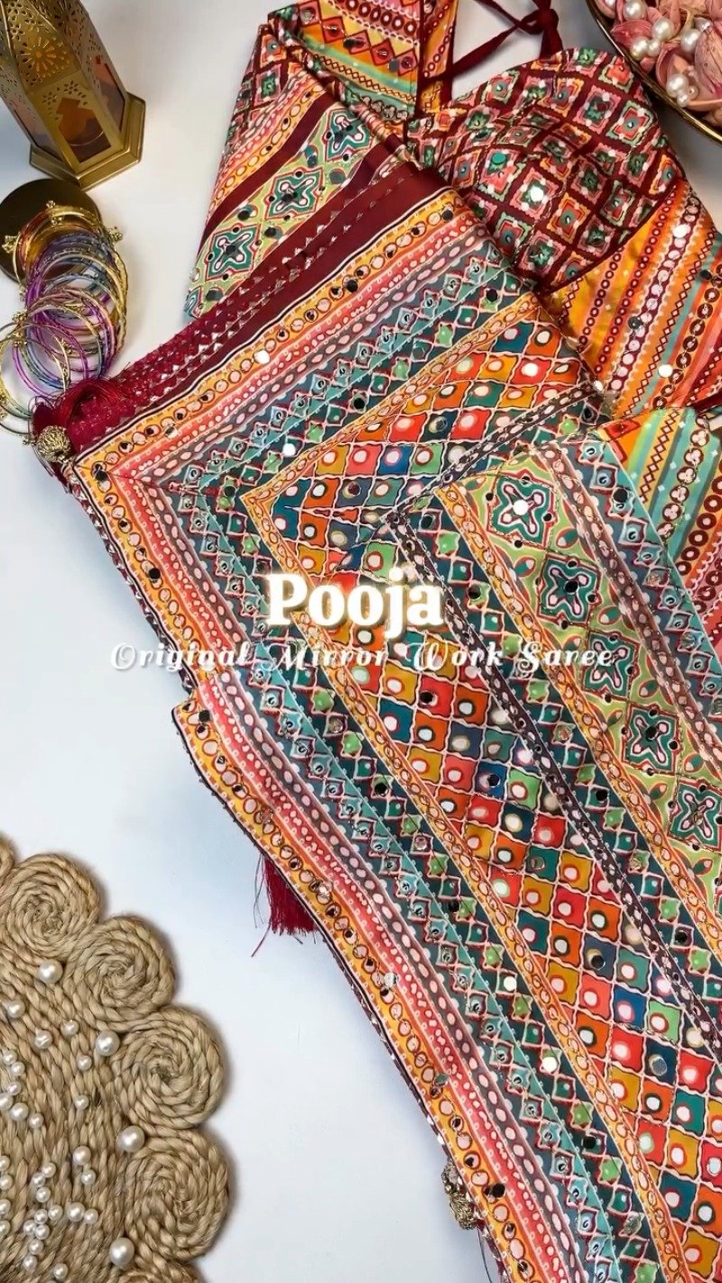 Bandhani-Inspired Mirror Work Ethnic Set with Pearl Embellishments – Available in Vibrant Multicolour & Deep Maroon