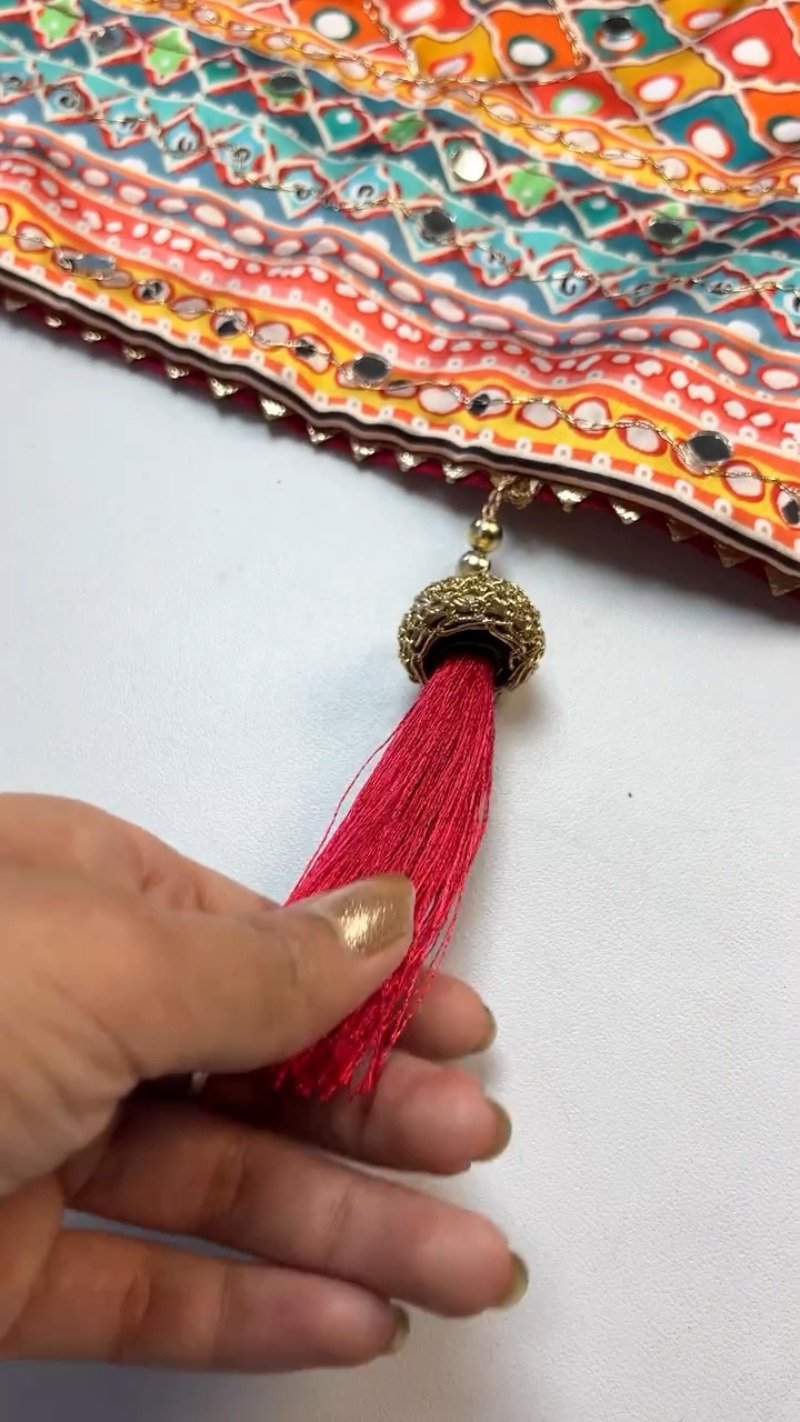 Bandhani-Inspired Mirror Work Ethnic Set with Pearl Embellishments – Available in Vibrant Multicolour & Deep Maroon