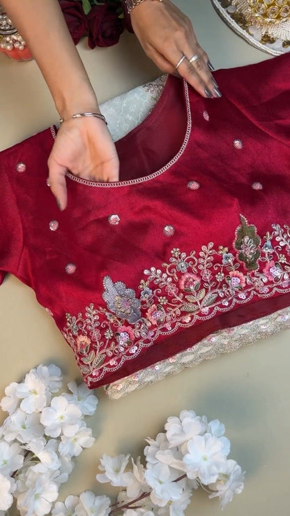 Opulent Floral Embroidered Ethnic Suit Set – Available in Deep Crimson & Classic Ivory