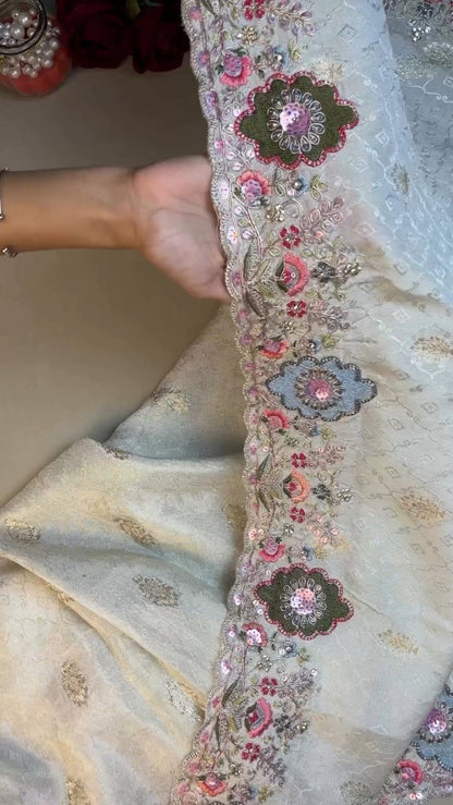 Opulent Floral Embroidered Ethnic Suit Set – Available in Deep Crimson & Classic Ivory