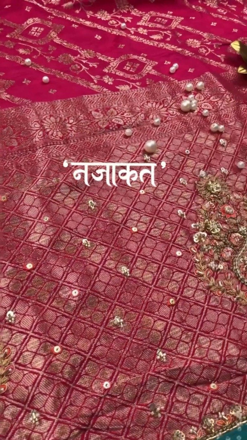 Royal Heritage Patchwork Silk Saree with Traditional Bandhani Detailing – Available in Crimson Red & Deep Teal Blue