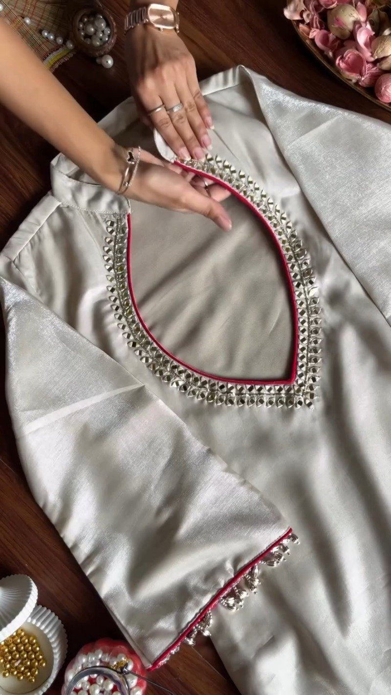 Ivory & Fuchsia Hand-Embellished Designer Kurta Set – Available in Ivory & Fuchsia