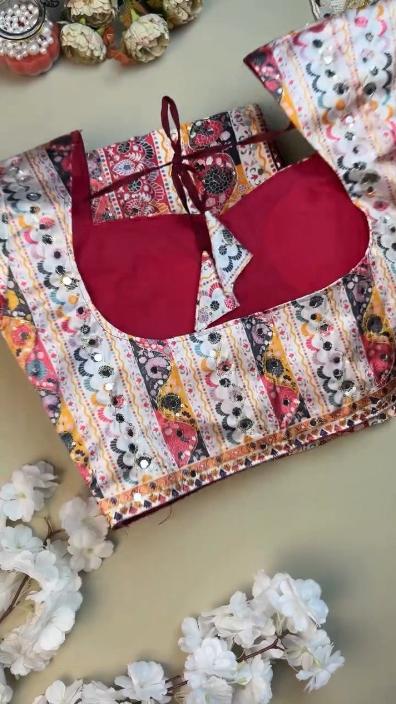 Vibrant Hexagonal Patchwork Lehenga Set with Mirror Work – Available in Traditional Red & Classic White