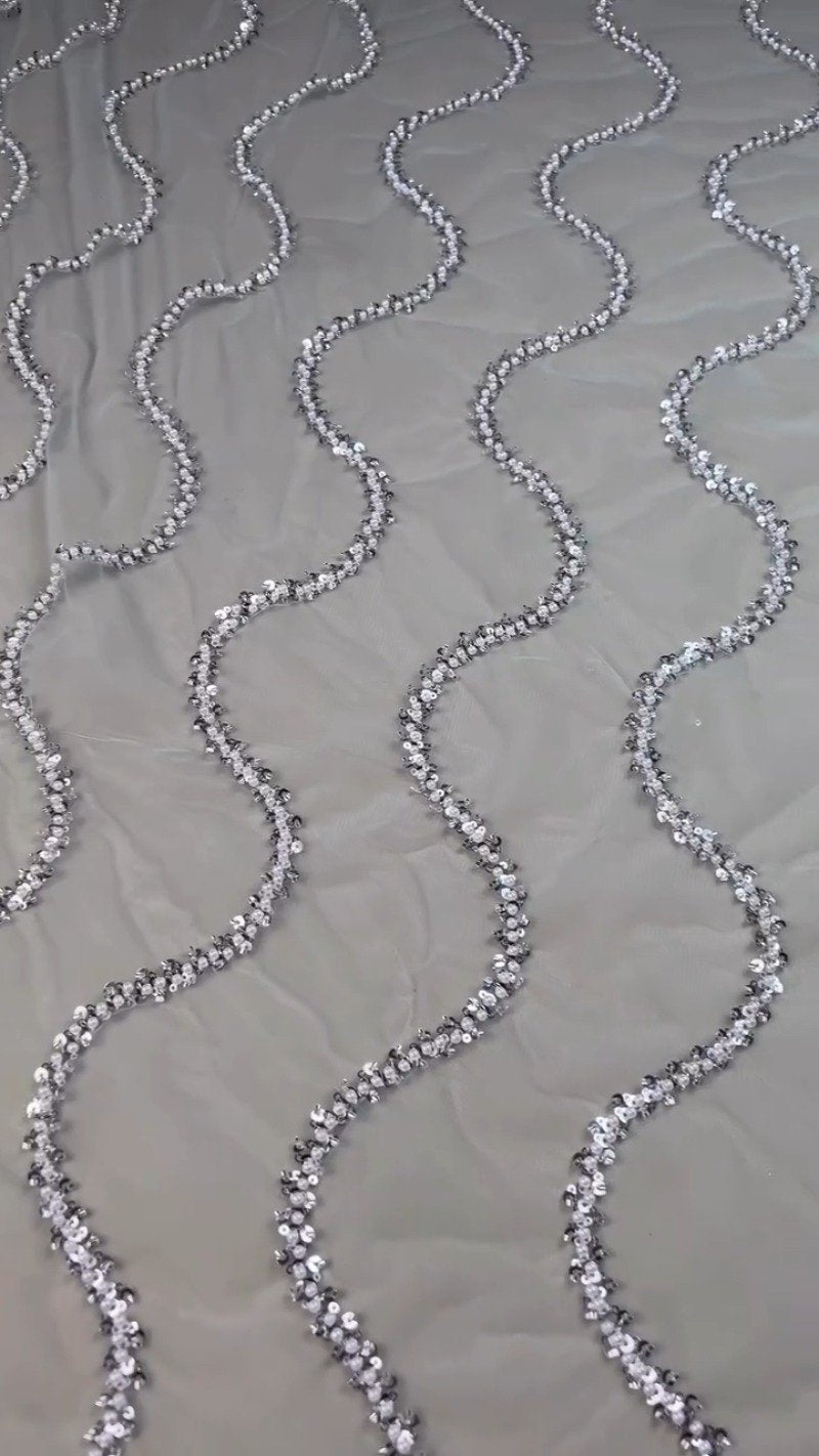 Ethereal Sky Blue Sequin-Embellished Organza Saree Set with Pearl Trims
