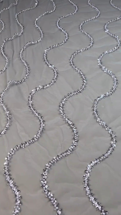 Ethereal Sky Blue Sequin-Embellished Organza Saree Set with Pearl Trims