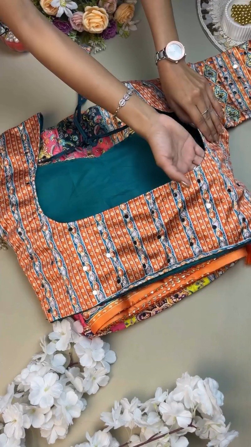Vibrant Bohemian Mirror-Work Co-ord Set – Available in Multicoloured & Teal Accents