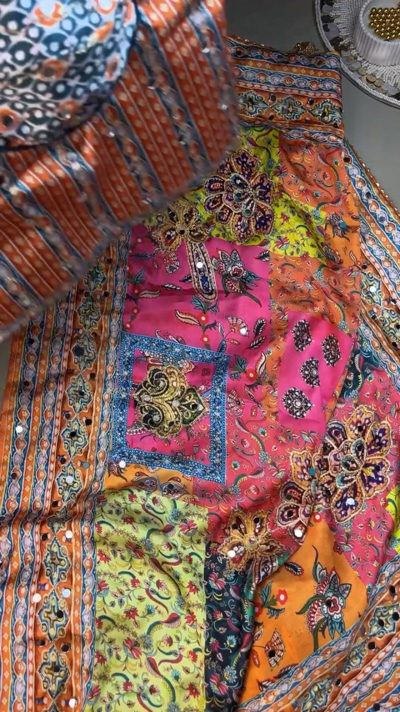 Vibrant Bohemian Mirror-Work Co-ord Set – Available in Multicoloured & Teal Accents