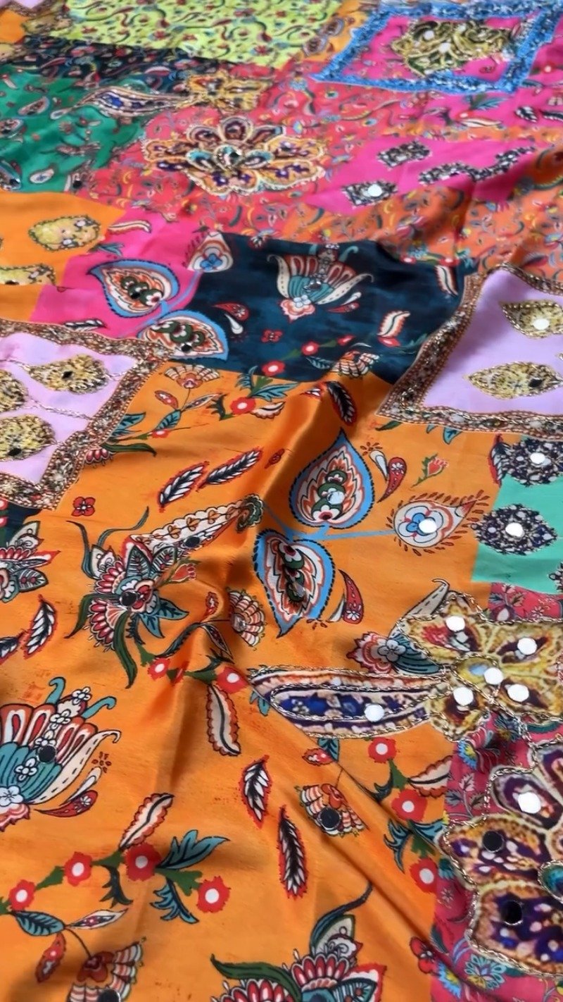 Vibrant Bohemian Mirror-Work Co-ord Set – Available in Multicoloured & Teal Accents