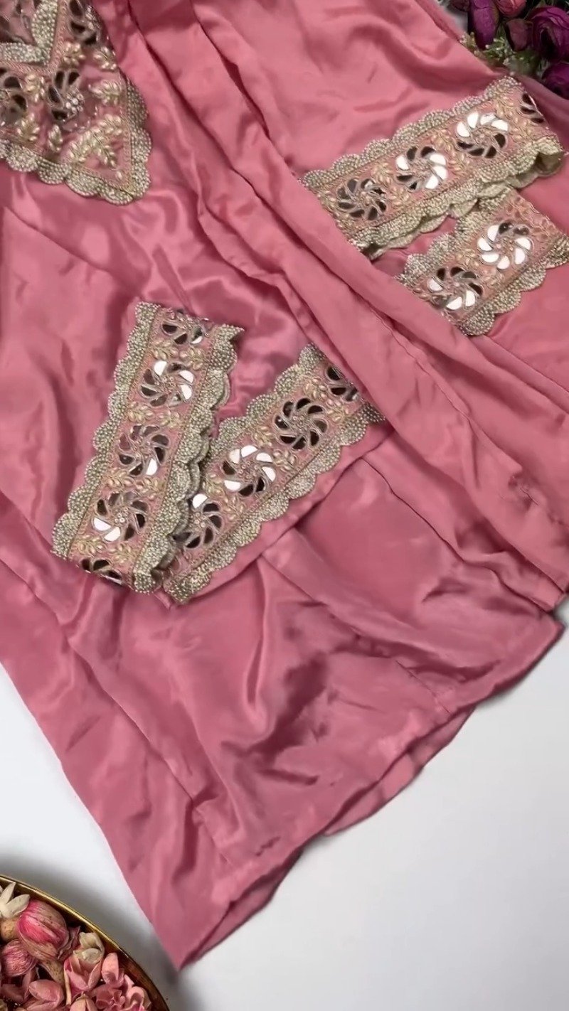 Royal Maroon Mirror-Work Kurta Set with Designer Dupatta