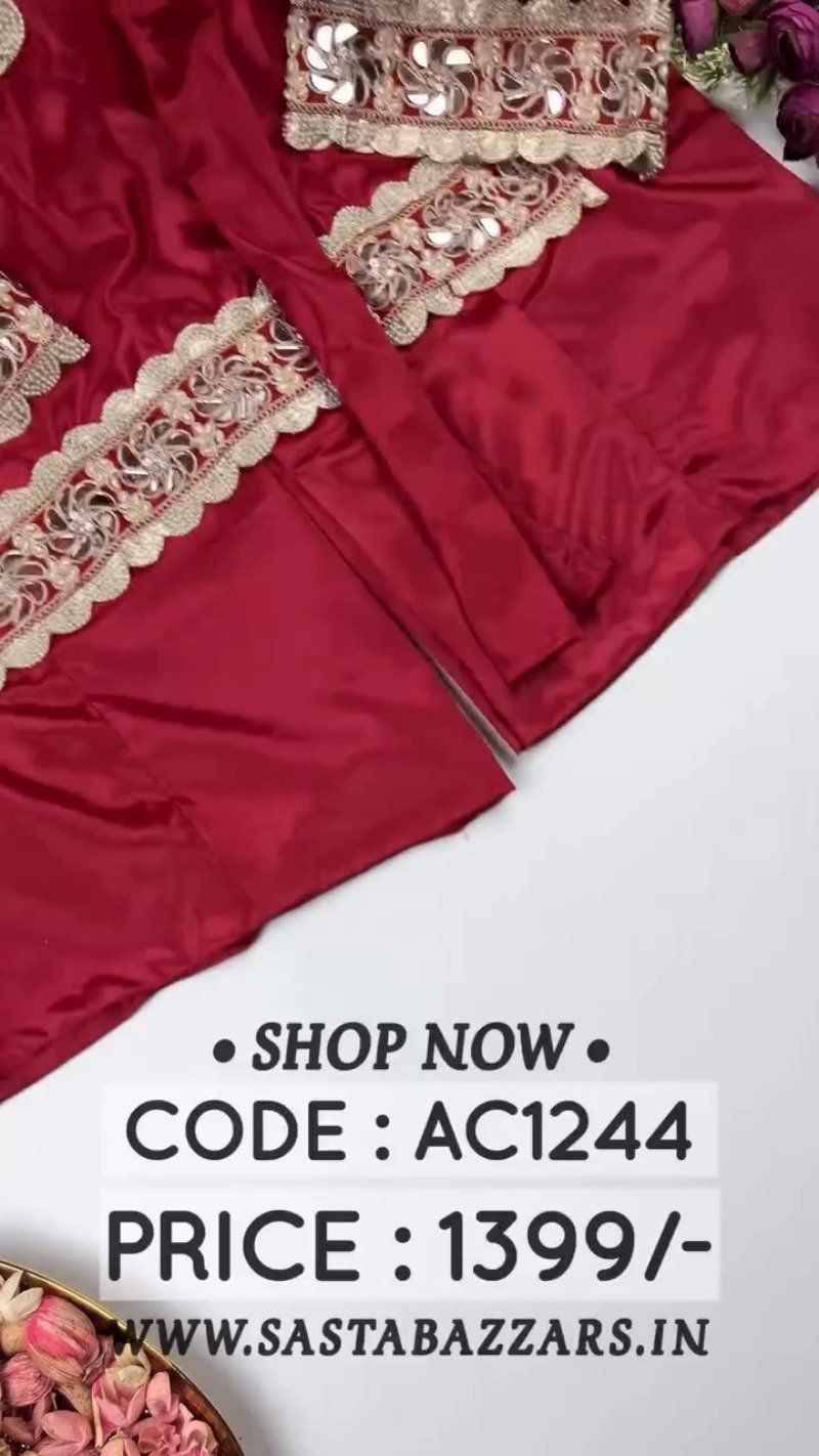 Royal Maroon Mirror-Work Kurta Set with Designer Dupatta