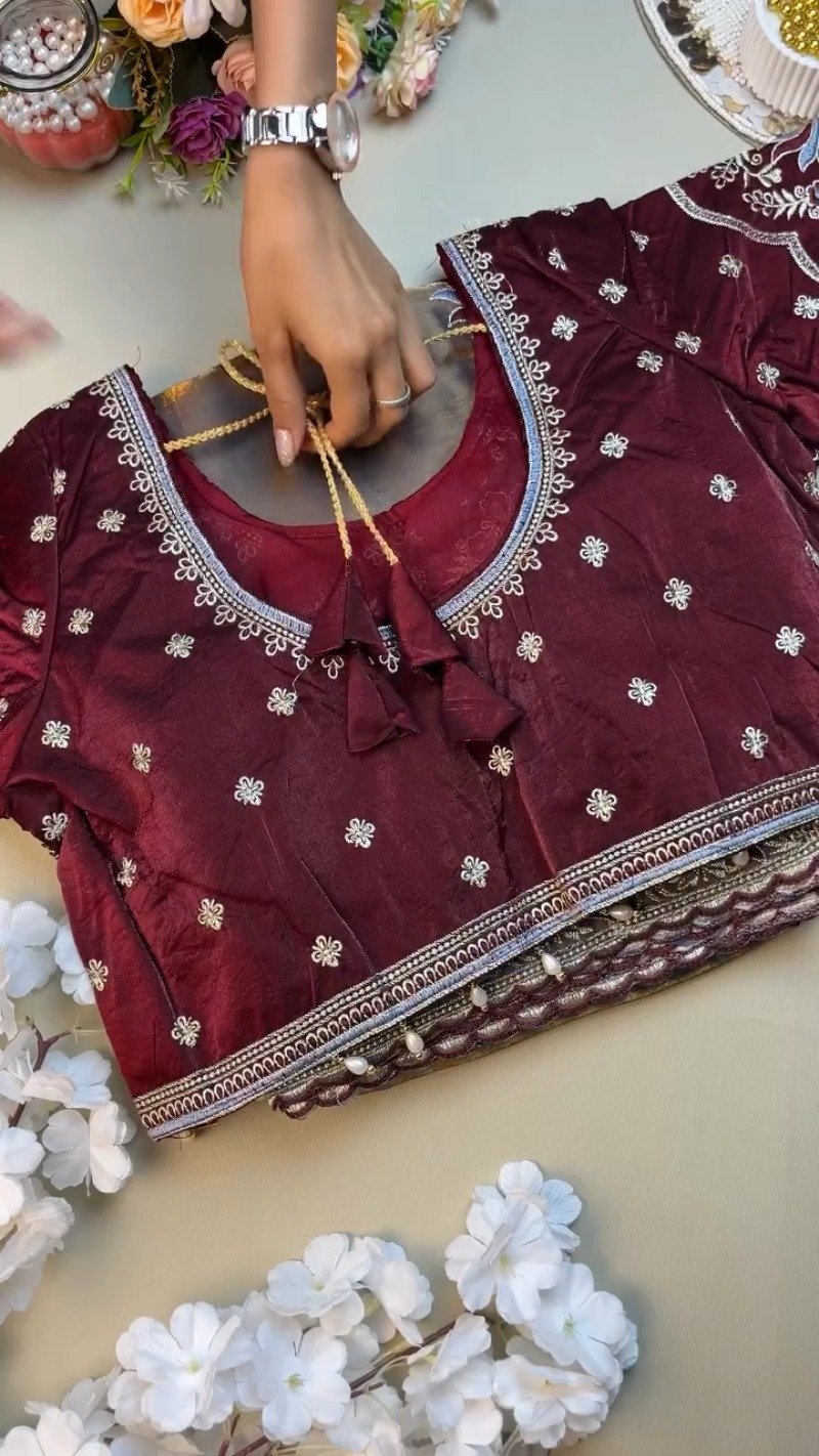 Royal Maroon & Slate Grey Embroidered Saree Set – Available in Maroon & Slate Grey