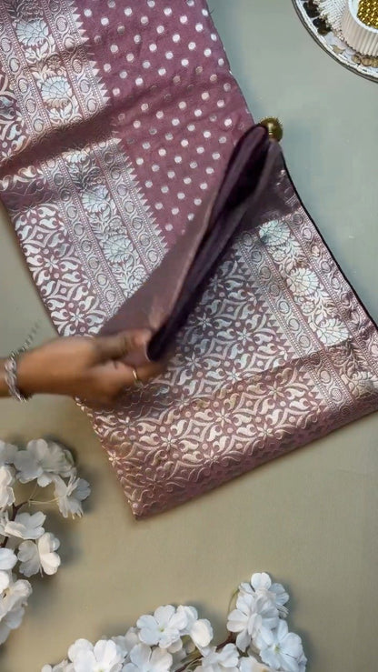 Regal Plum Zari-Woven Banarasi Saree with Hand-Embroidered Sequin Blouse