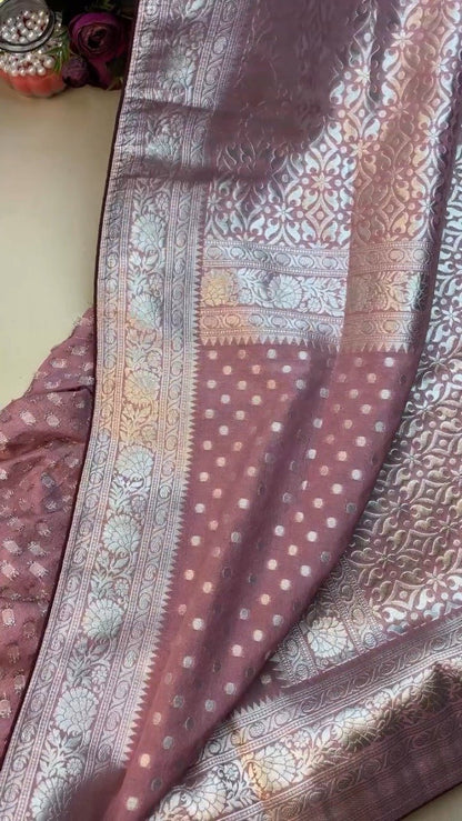 Regal Plum Zari-Woven Banarasi Saree with Hand-Embroidered Sequin Blouse