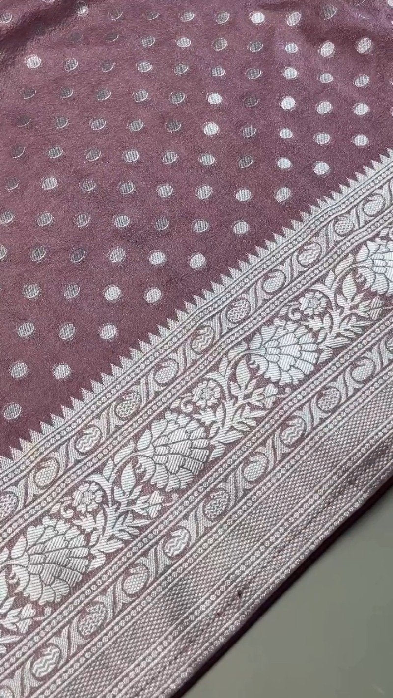 Regal Plum Zari-Woven Banarasi Saree with Hand-Embroidered Sequin Blouse