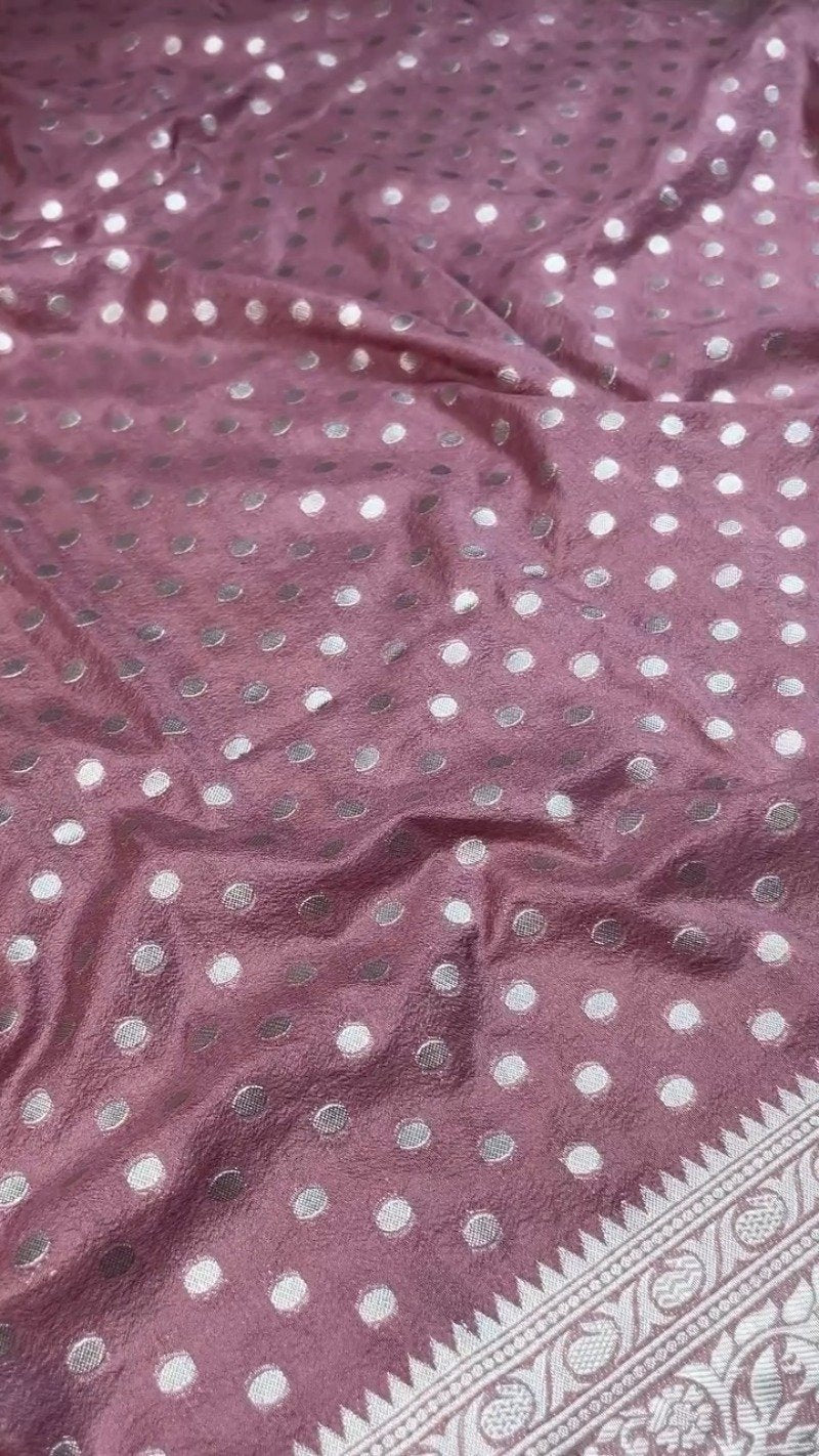 Regal Plum Zari-Woven Banarasi Saree with Hand-Embroidered Sequin Blouse