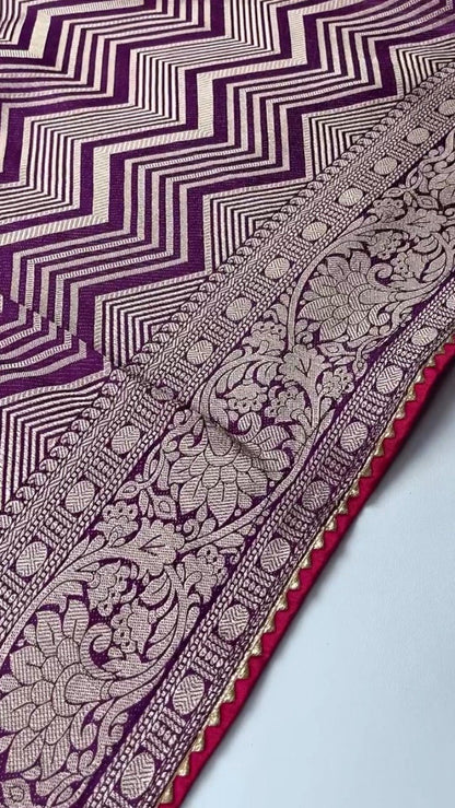 Royal Velvet & Silk Zari Woven Saree Ensemble – Available in Crimson & Deep Violet