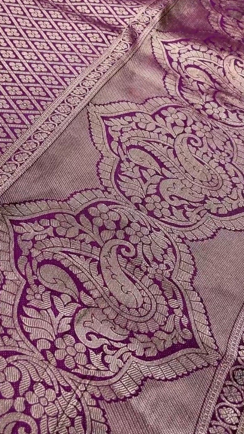 Royal Velvet & Silk Zari Woven Saree Ensemble – Available in Crimson & Deep Violet