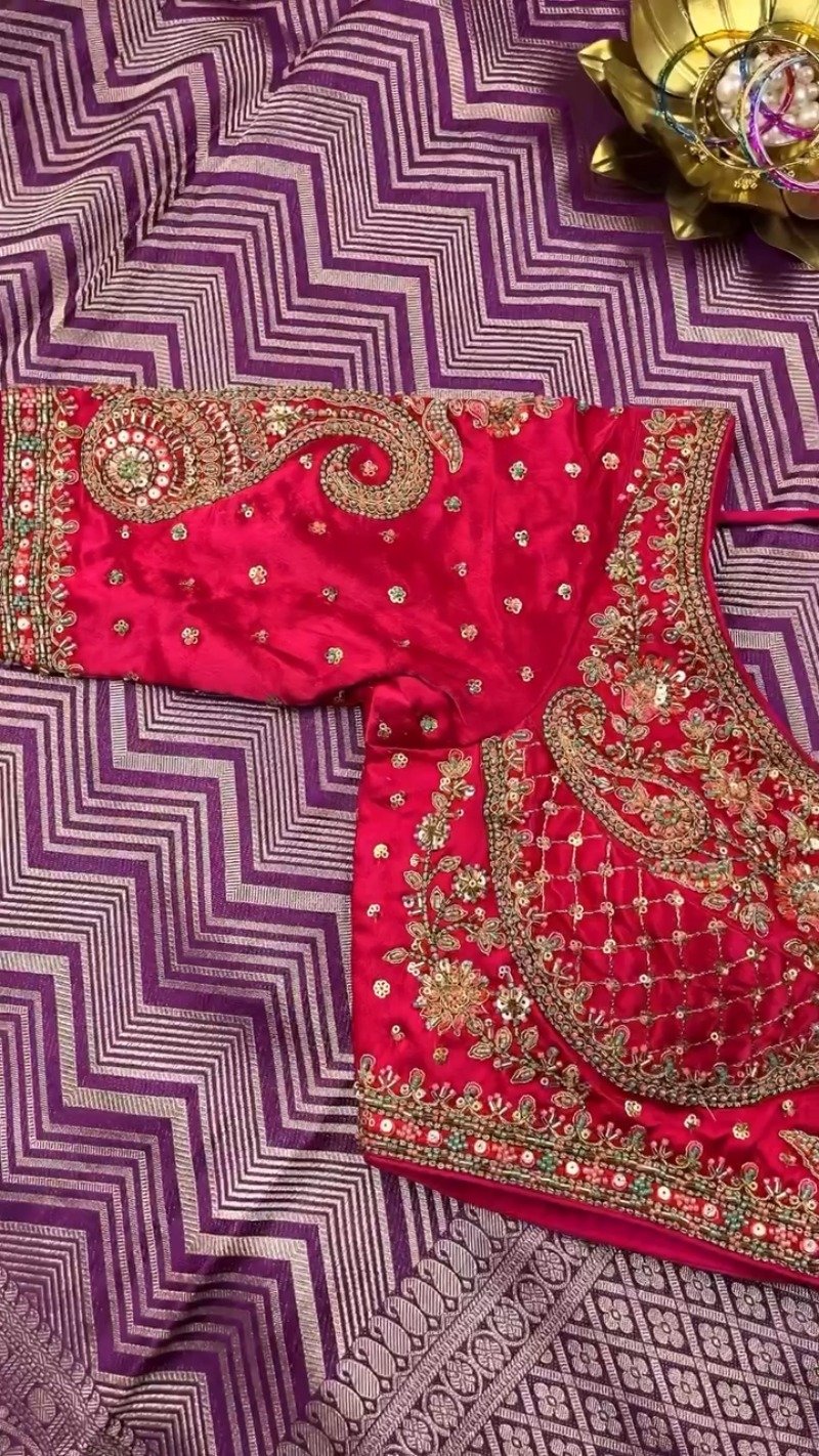 Royal Velvet & Silk Zari Woven Saree Ensemble – Available in Crimson & Deep Violet