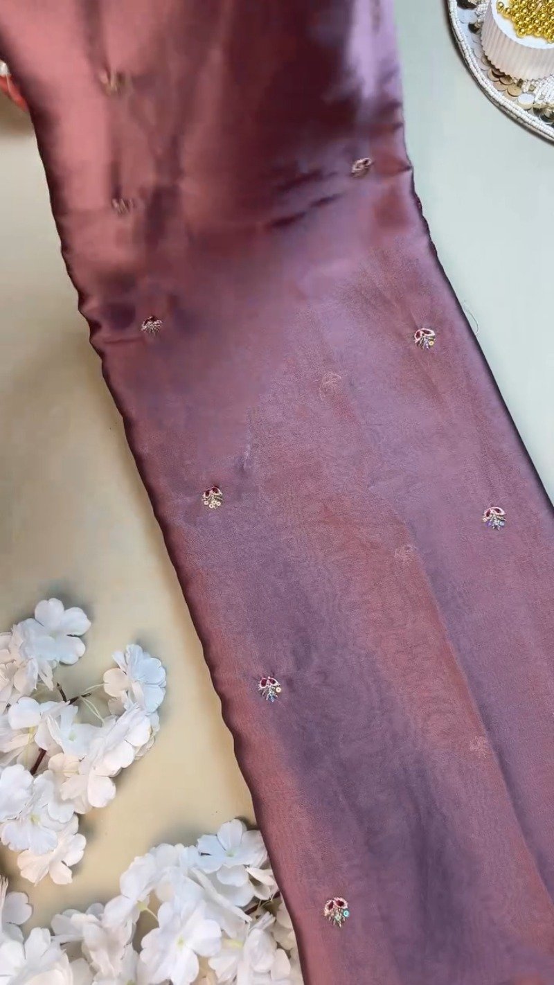 Enchanting Mauve & Royal Burgundy Embellished Saree Set