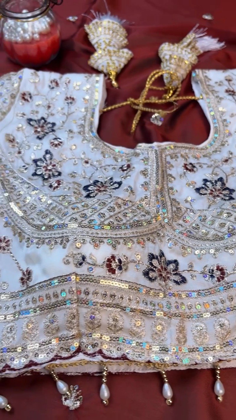 Opulent Ivory & Maroon Hand-Embroidered Sequin Saree Set – Available in Ivory & Deep Maroon