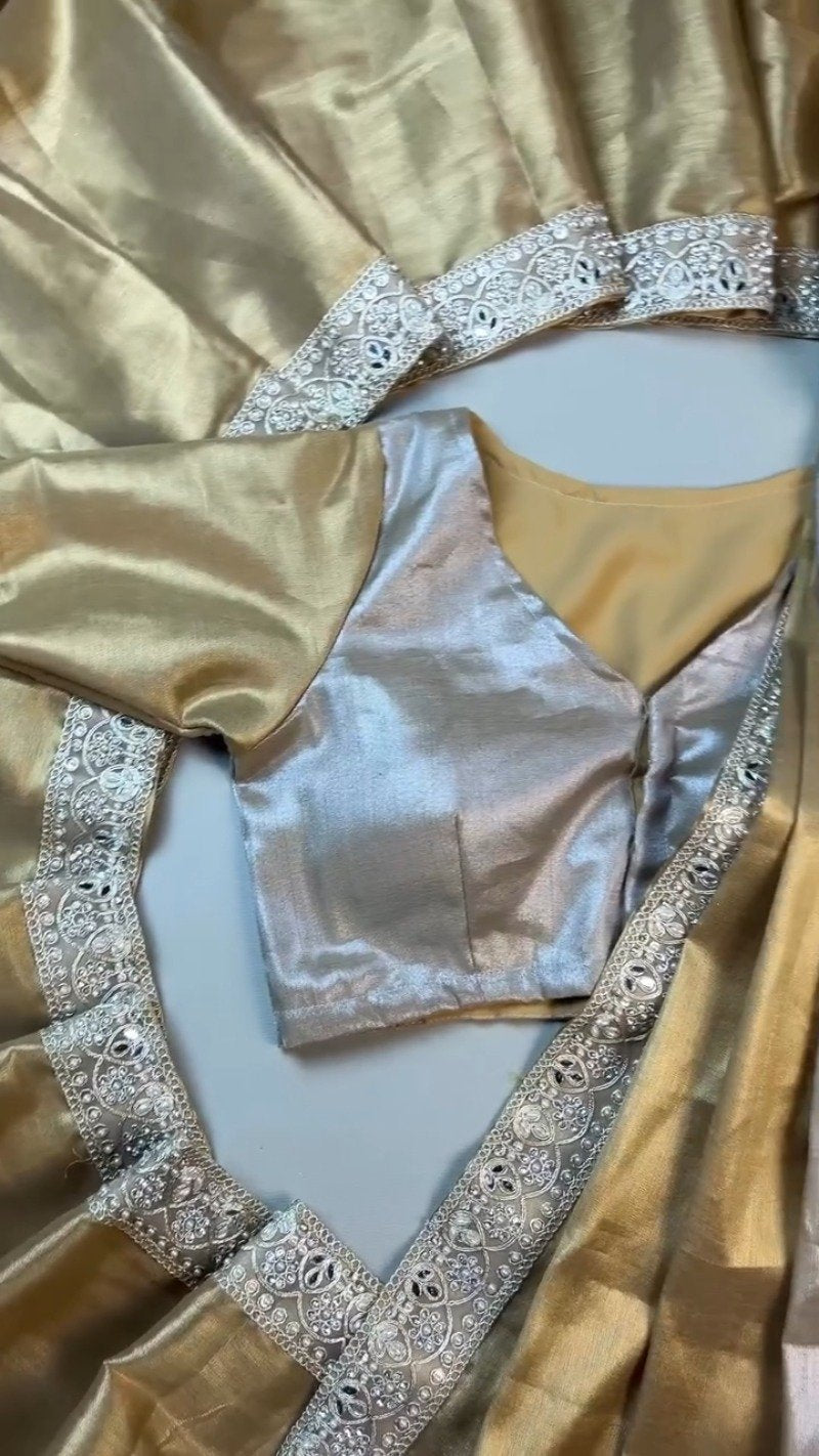 Opulent Gilded Silk & Metallic Shimmer Ethnic Ensemble – Available in Gold & Silver-Gold