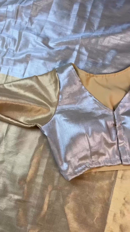Opulent Gilded Silk & Metallic Shimmer Ethnic Ensemble – Available in Gold & Silver-Gold