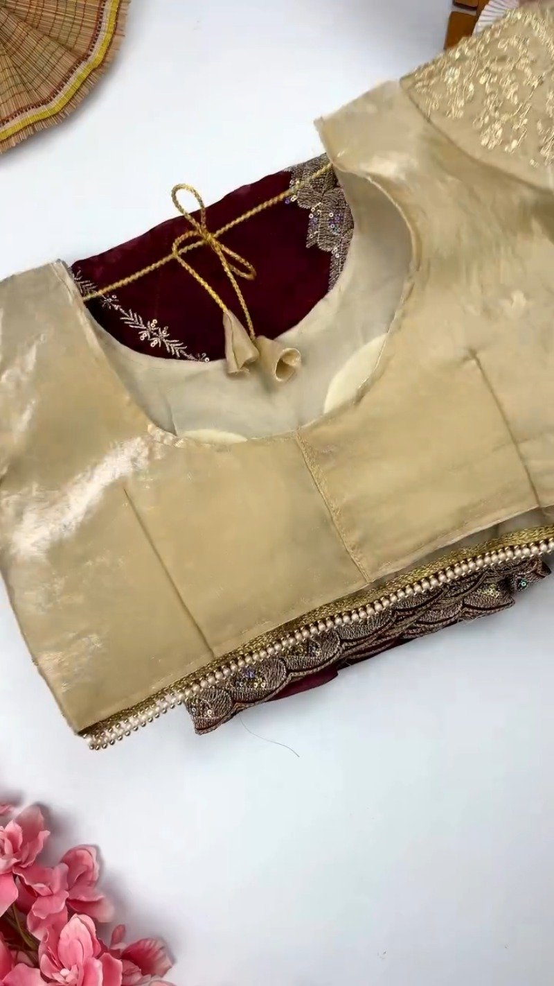 Opulent Wine & Gold Embroidered Saree Set – Available in Wine & Deep Maroon