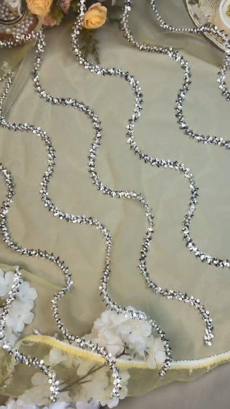 Sun-Kissed Radiance Sequin Embroidered Net Saree Set
