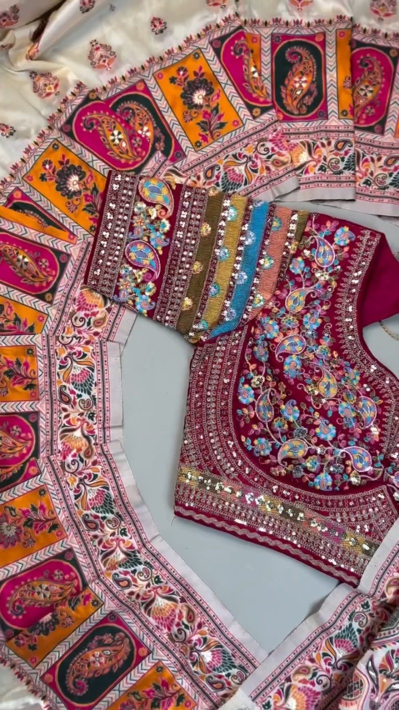 Opulent Festive Lehenga Set with Intricate Mirror Work – Available in Traditional Crimson & Pure Ivory