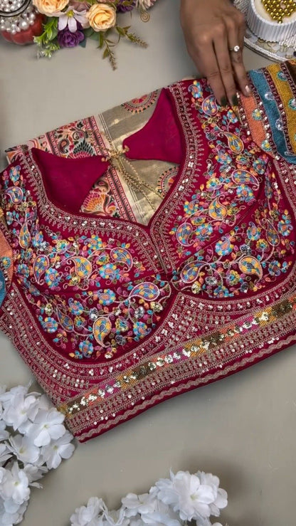 Opulent Festive Lehenga Set with Intricate Mirror Work – Available in Traditional Crimson & Pure Ivory
