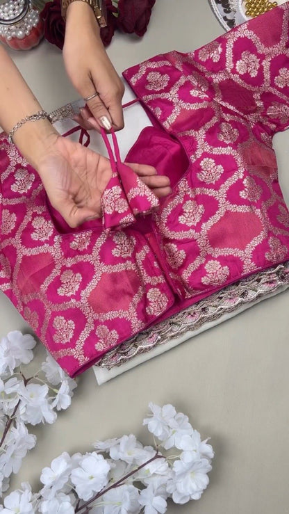 Elegant White & Fuchsia Embroidered Kurta Set – A Celebration of Grace