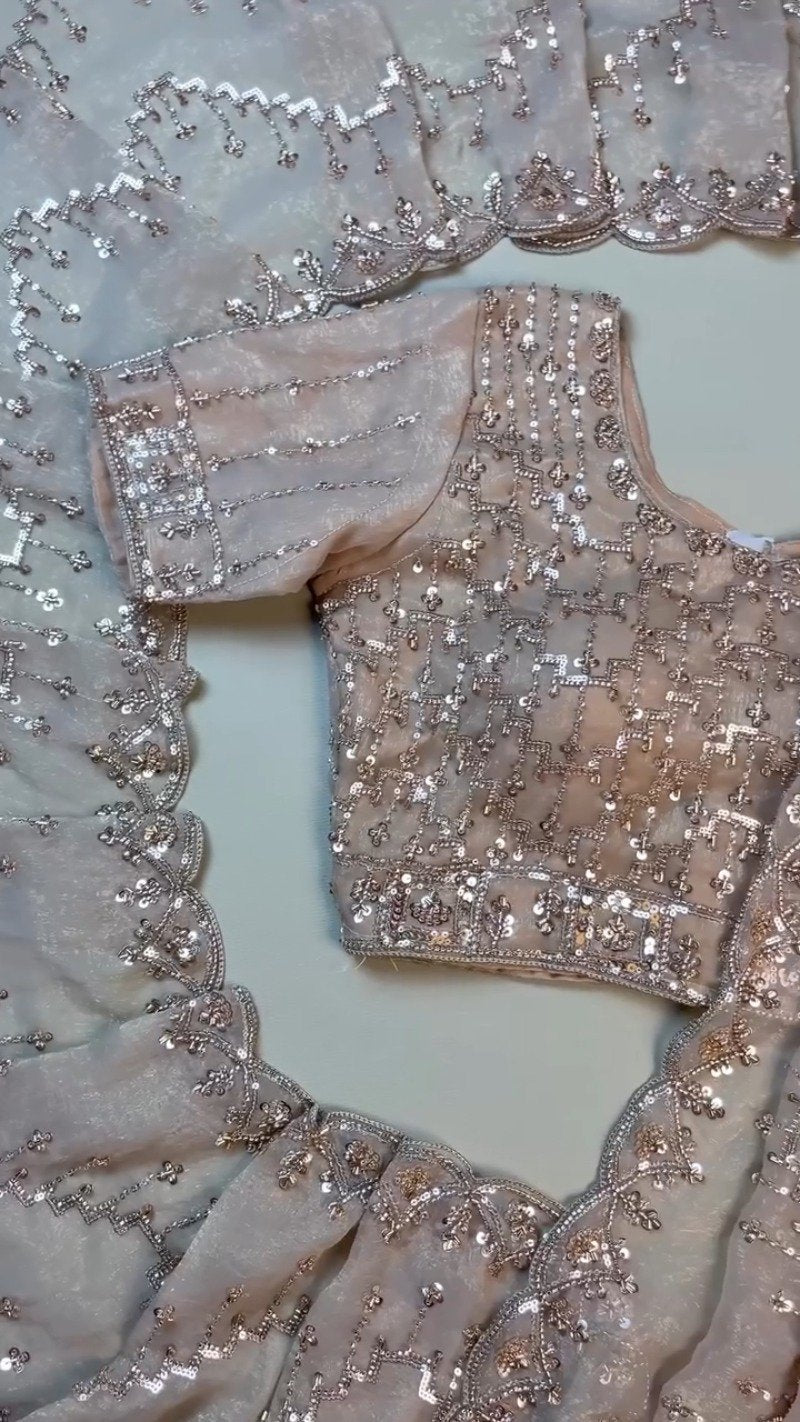 Opulent Champagne Sequin Embroidered Ethnic Ensemble