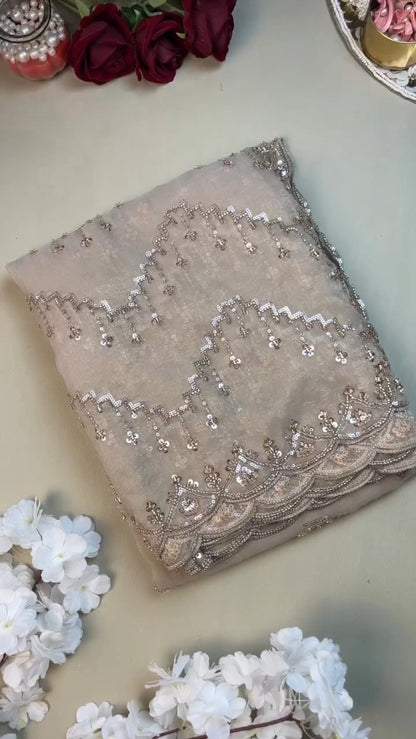 Opulent Champagne Sequin Embroidered Ethnic Ensemble