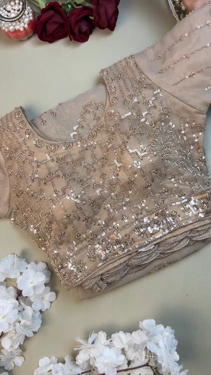 Opulent Champagne Sequin Embroidered Ethnic Ensemble