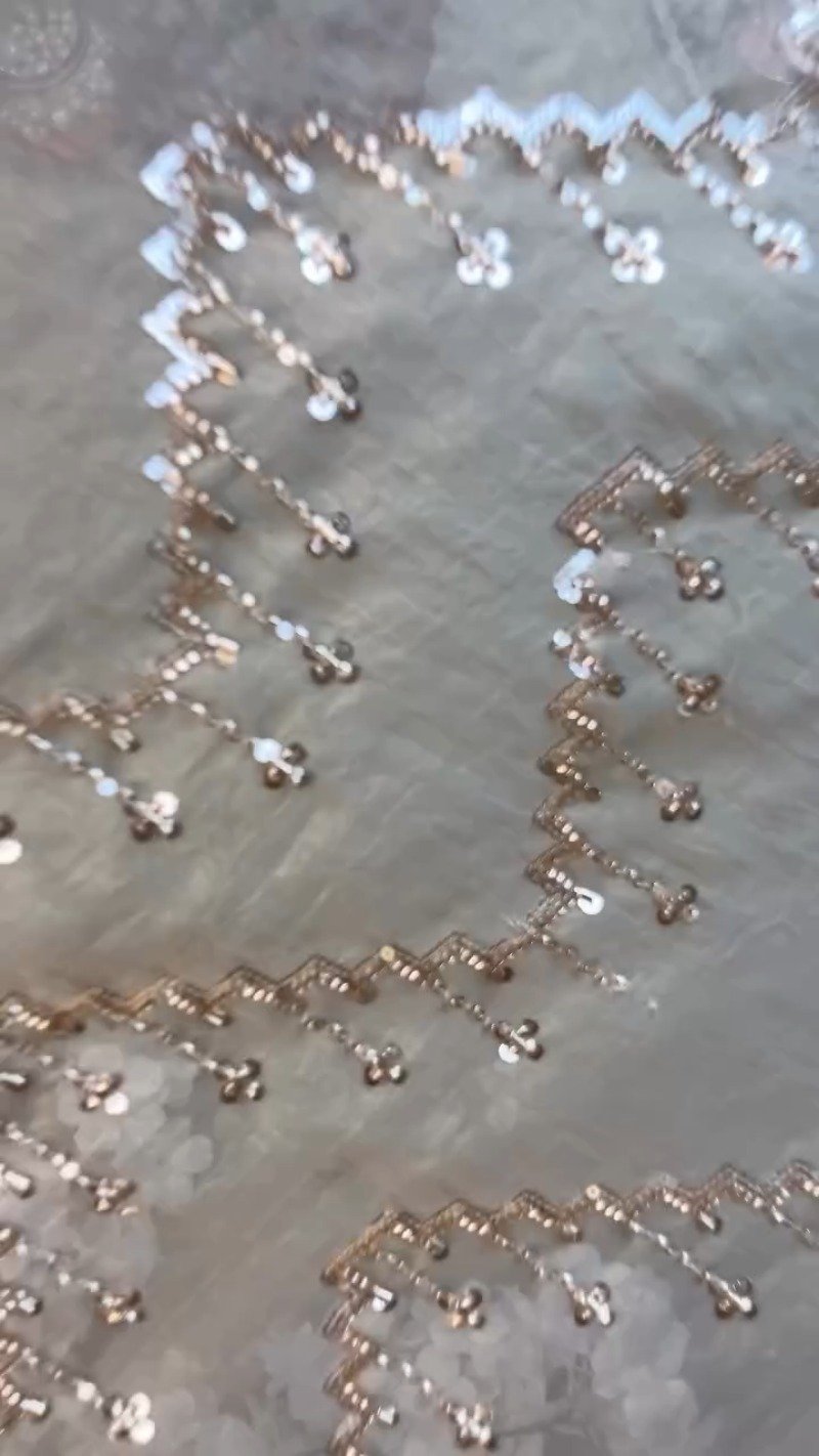 Opulent Champagne Sequin Embroidered Ethnic Ensemble
