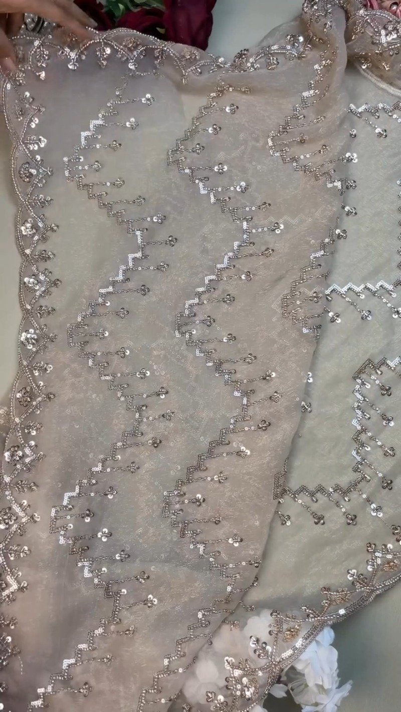 Opulent Champagne Sequin Embroidered Ethnic Ensemble