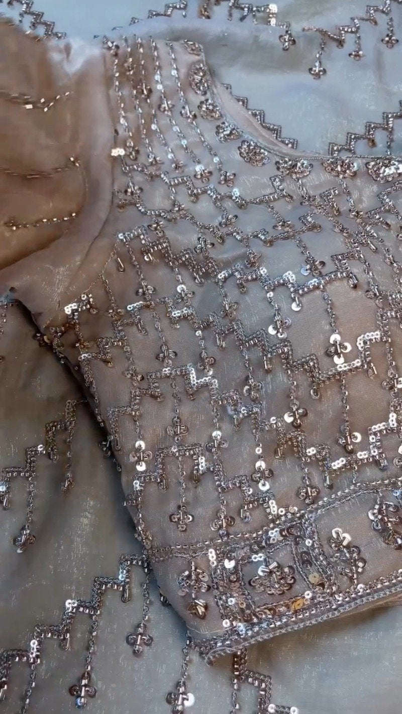 Opulent Champagne Sequin Embroidered Ethnic Ensemble