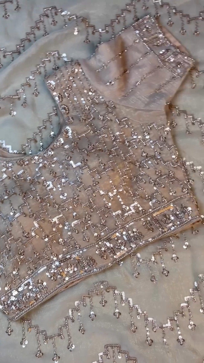 Opulent Champagne Sequin Embroidered Ethnic Ensemble