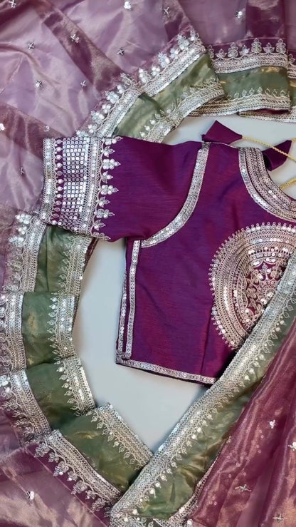 Royal Plum & Sage Green Embellished Sequined Suit Set – Available in Plum & Sage Green