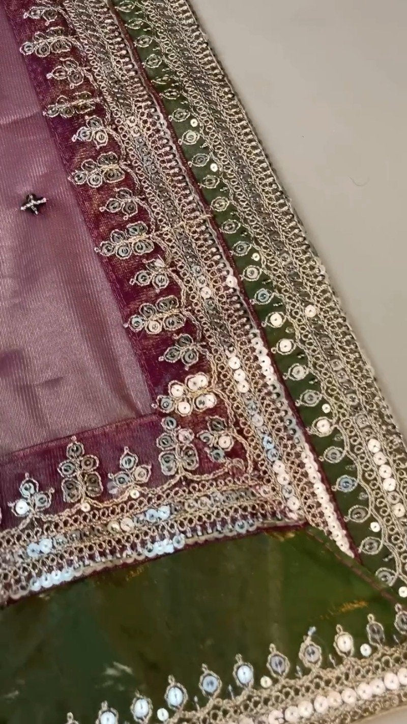 Royal Plum & Sage Green Embellished Sequined Suit Set – Available in Plum & Sage Green