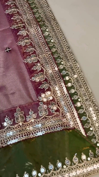 Royal Plum & Sage Green Embellished Sequined Suit Set – Available in Plum & Sage Green