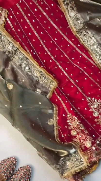 Regal Embroidered Silk Kurta & Dupatta Ensemble – Available in Burgundy & Midnight Black